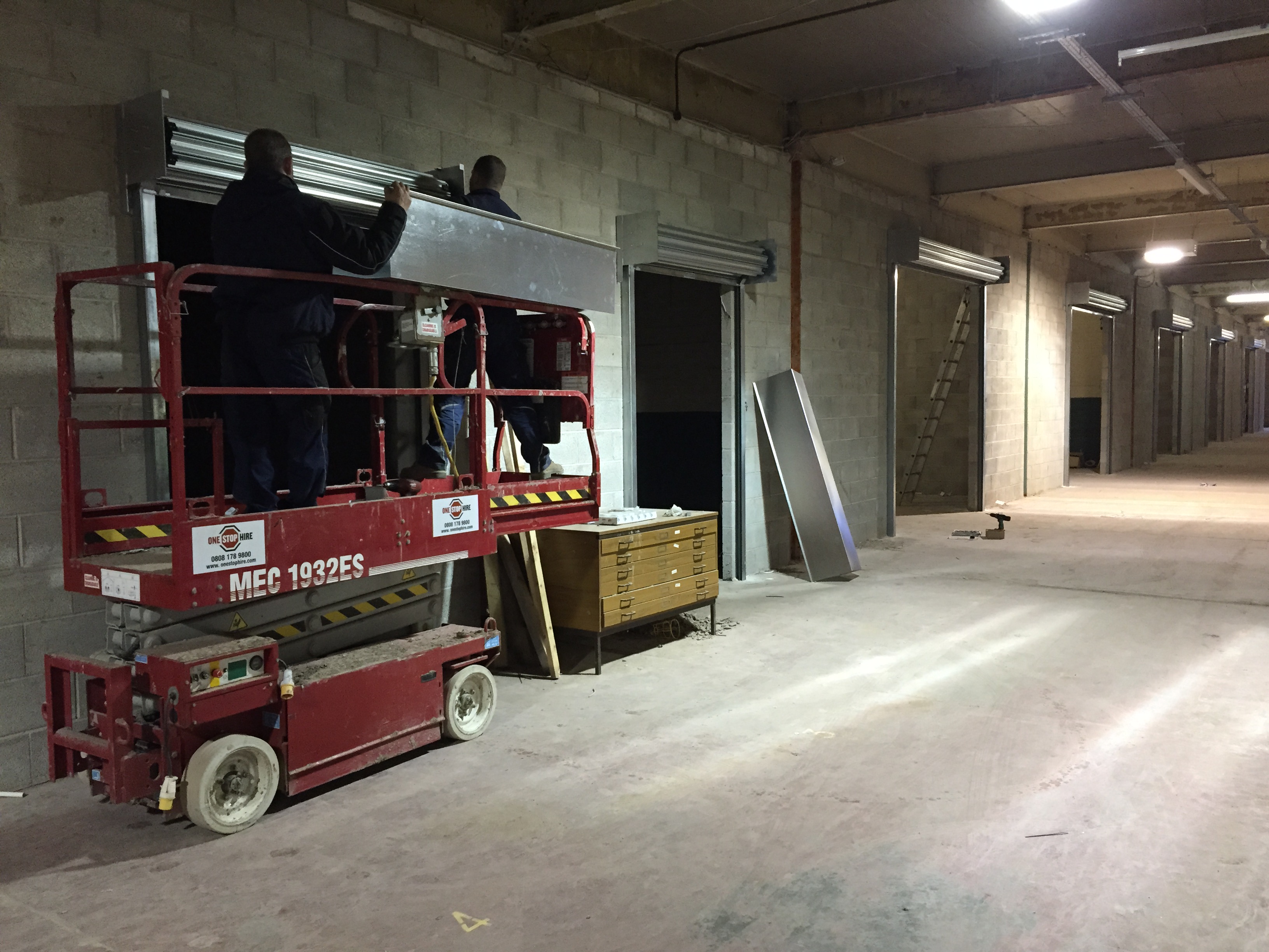 roller shutters Installation of steel electrically operated roller shutters.